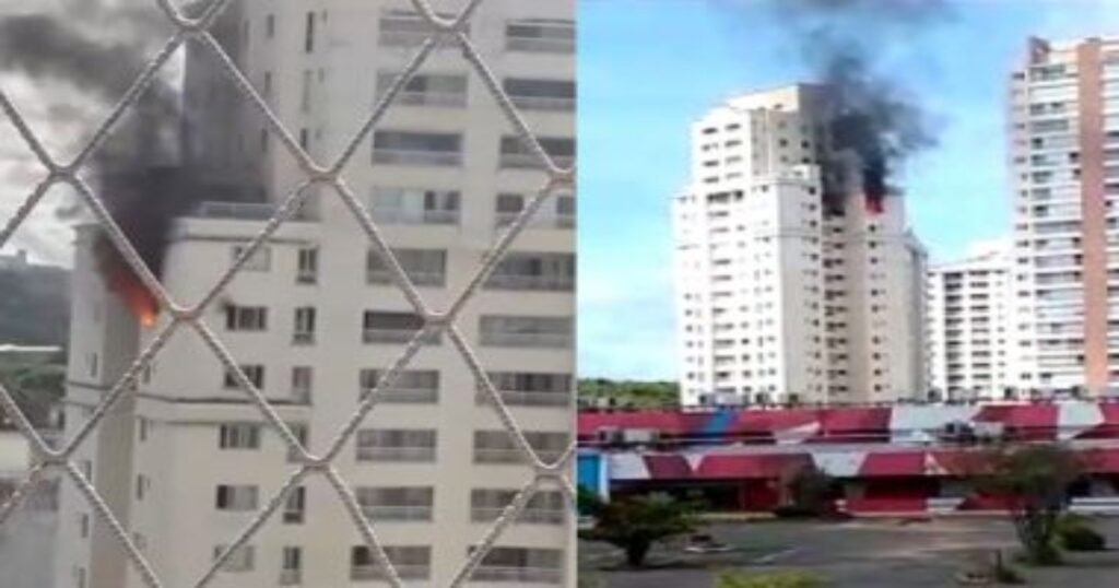 O andar de um prédio foi tomado por um incêndio nas imediações da Avenida Luís Viana Filho, no bairro do Imbuí, nesta sexta-feira (3)
