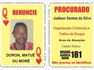 Jadison Santos da Silva, conhecido como 'Doron', 'Matuê' ou ‘Moré’, foi inserido nesta sexta-feira (5), no Baralho do Crime da Secretaria da Segurança Pública (SSP-BA), na carta “Dama de Copas”.