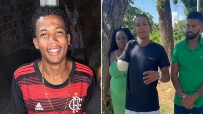 Andrei Peroba Bispo Cerqueira, de 20 anos, teve o braço esmagado por um brinquedo e ficou mais de um mês internado