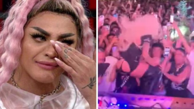 Pabllo Vittar cai em show após salto na plateia